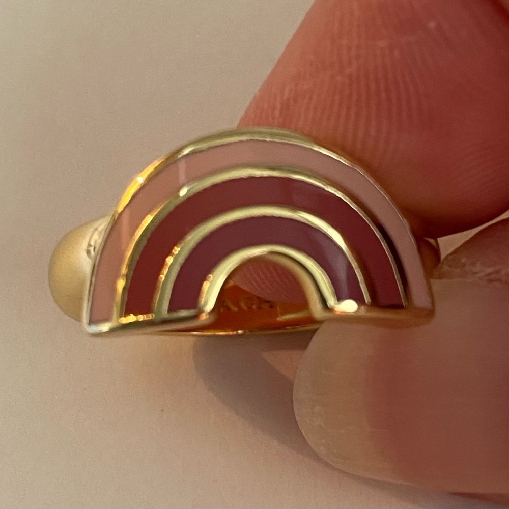 Coach Gold and Pink Rainbow Ring
